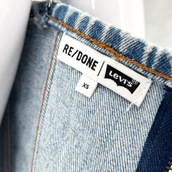 RE/DONE Levi’s Reconstructed Denim Bustier Top Women’s Size XS Cropped Corset - Picture 3 of 5